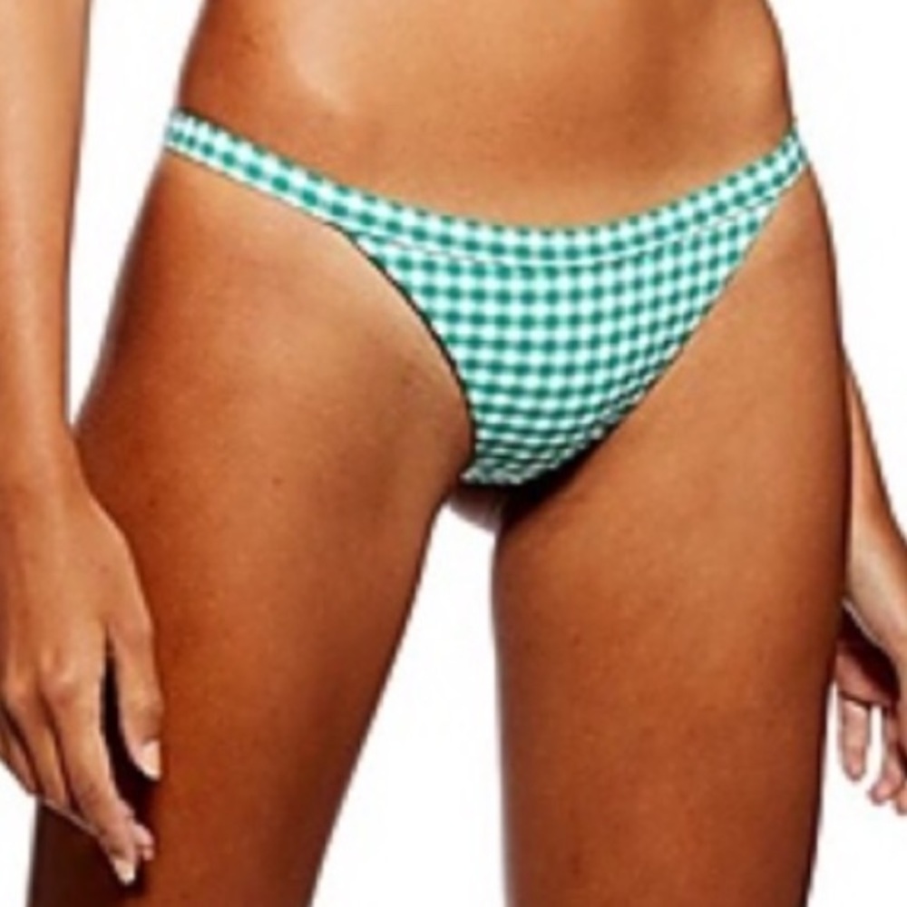 Topshop Green Gingham Bikini Bottoms Size 6